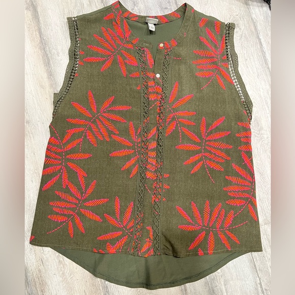 Tropical Block Print Sleeveless Top main image 1